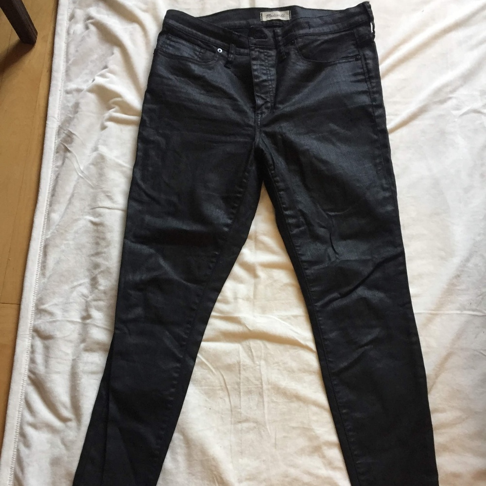 Madewell Black Coated 9" High Rise Skinny Jeans